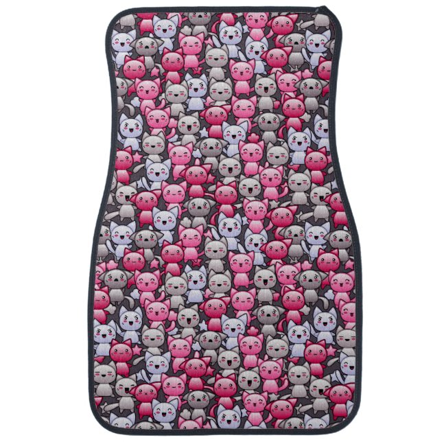 pattern with cute kawaii doodle cats 2 car mat (Front)