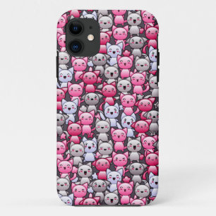 pattern with cute kawaii doodle cats 2 iPhone 11 case