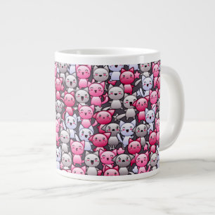 pattern with cute kawaii doodle cats 2 giant coffee mug