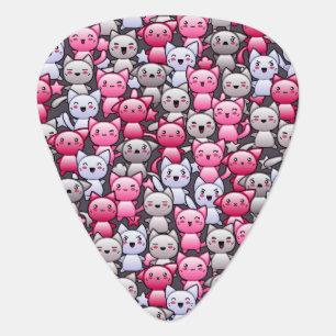 pattern with cute kawaii doodle cats 2 guitar pick