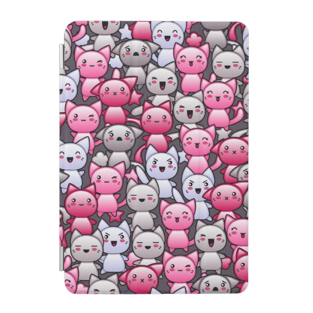 pattern with cute kawaii doodle cats 2 iPad mini cover (Front)