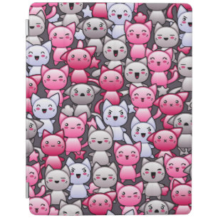 pattern with cute kawaii doodle cats 2 iPad smart cover