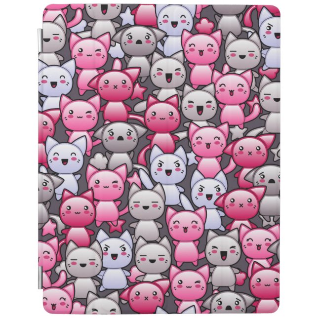 pattern with cute kawaii doodle cats 2 iPad smart cover (Front)