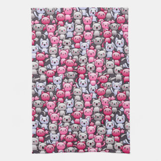 pattern with cute kawaii doodle cats 2 kitchen towel