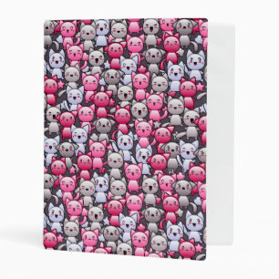 pattern with cute kawaii doodle cats 2 mini binder