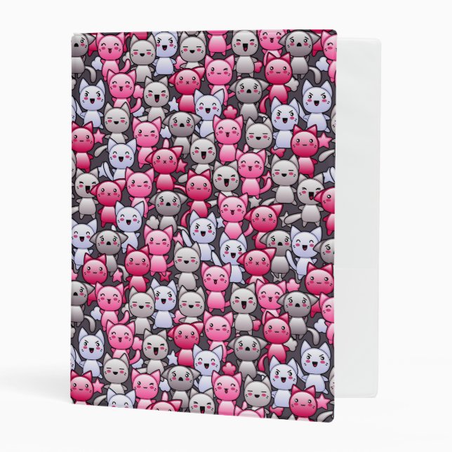 pattern with cute kawaii doodle cats 2 mini binder (Front/Inside)