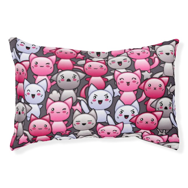 pattern with cute kawaii doodle cats 2 pet bed (Front)