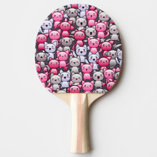 pattern with cute kawaii doodle cats 2 Ping-Pong paddle