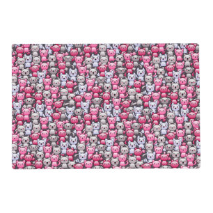 pattern with cute kawaii doodle cats 2 placemat