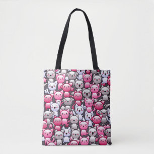 pattern with cute kawaii doodle cats 2 tote bag