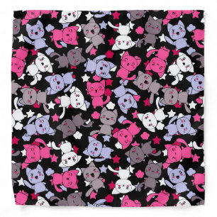 pattern with cute kawaii doodle cats 3 bandana