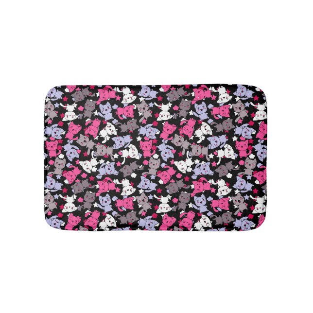 pattern with cute kawaii doodle cats 3 bathroom mat (Front)