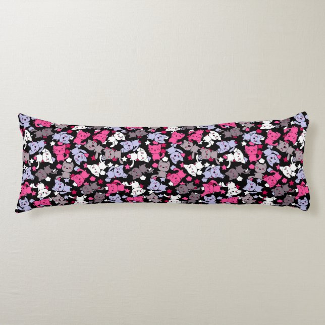 pattern with cute kawaii doodle cats 3 body pillow (Front)