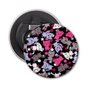 pattern with cute kawaii doodle cats 3 bottle opener