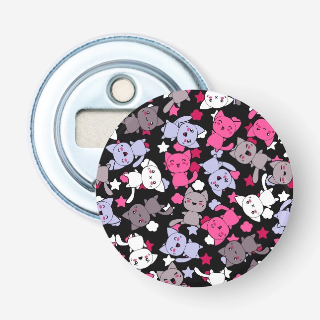 pattern with cute kawaii doodle cats 3 bottle opener (Front)