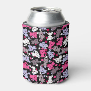 pattern with cute kawaii doodle cats 3 can cooler