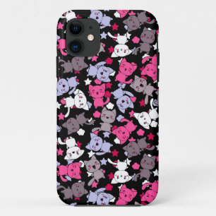 pattern with cute kawaii doodle cats 3 iPhone 11 case
