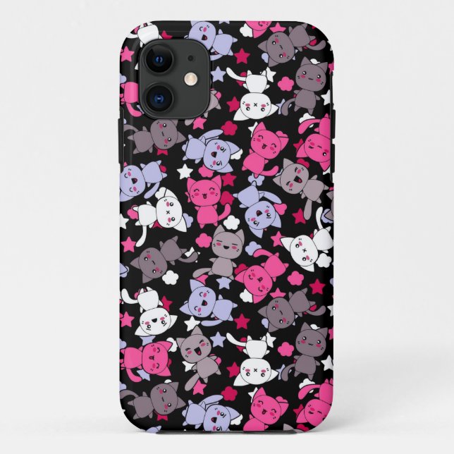 pattern with cute kawaii doodle cats 3 Case-Mate iPhone case (Back)