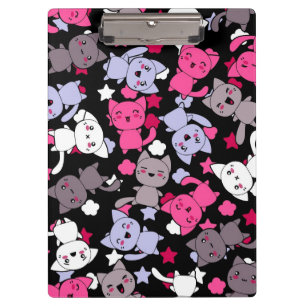 pattern with cute kawaii doodle cats 3 clipboard