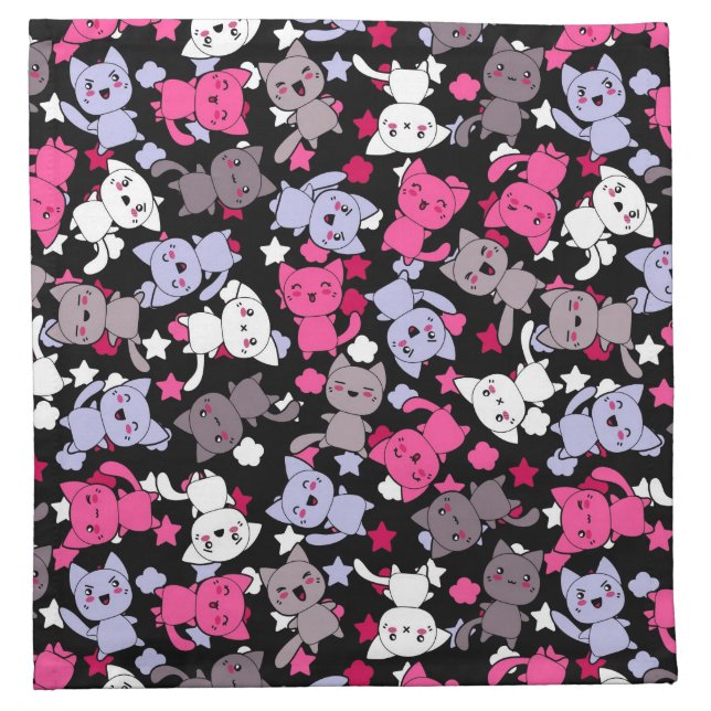 pattern with cute kawaii doodle cats 3 cloth napkin (Front)