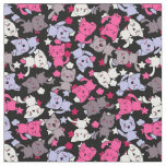 pattern with cute kawaii doodle cats 3 fabric