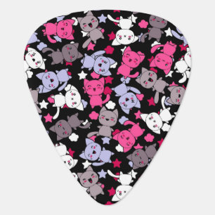 pattern with cute kawaii doodle cats 3 guitar pick