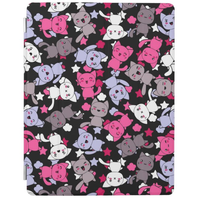 pattern with cute kawaii doodle cats 3 iPad smart cover (Front)