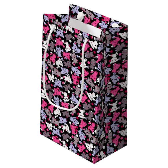 pattern with cute kawaii doodle cats 3 small gift bag (Back Angled)