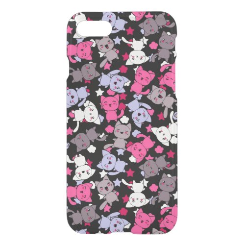 pattern with cute kawaii doodle cats 3 iPhone SE87 case