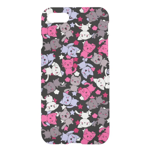 pattern with cute kawaii doodle cats 3 uncommon iPhone case (Back)