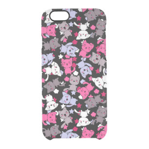 pattern with cute kawaii doodle cats 3 clear iPhone 6/6S case