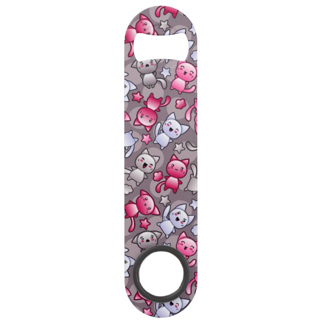 pattern with cute kawaii doodle cats bar key (Front)