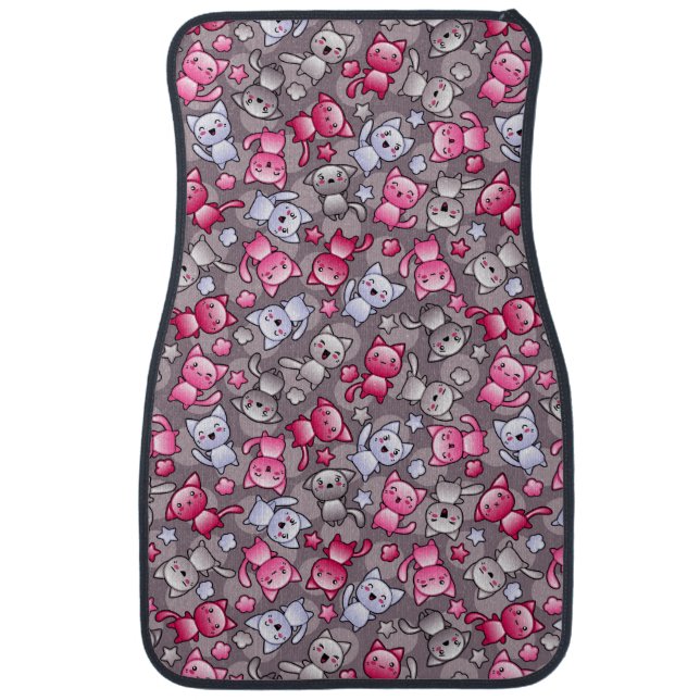 pattern with cute kawaii doodle cats car mat (Front)