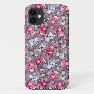 pattern with cute kawaii doodle cats iPhone 11 case