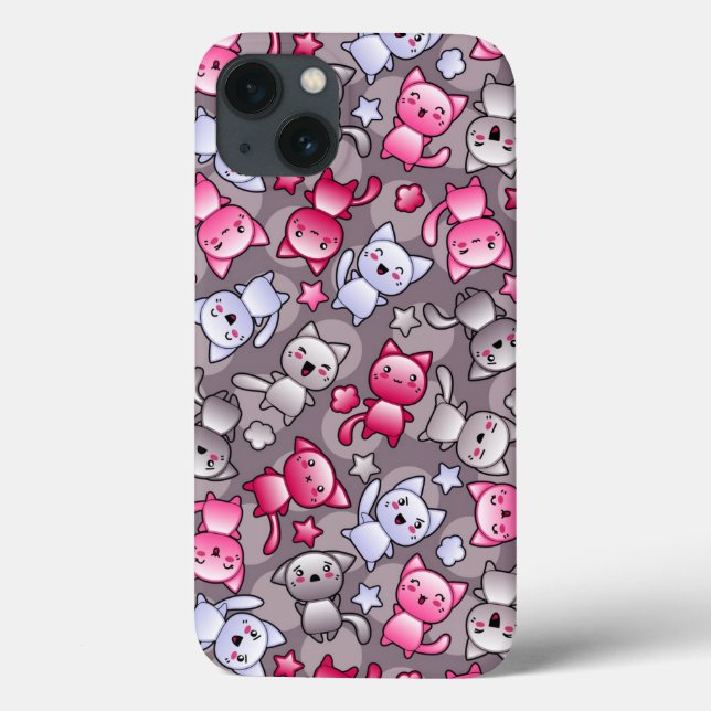 pattern with cute kawaii doodle cats Case-Mate iPhone case (Back)