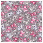 pattern with cute kawaii doodle cats fabric