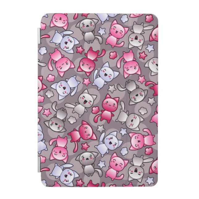 pattern with cute kawaii doodle cats iPad mini cover (Front)