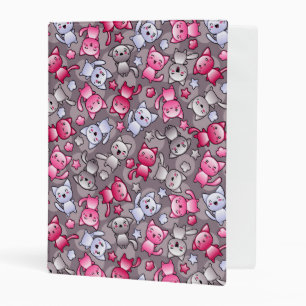 pattern with cute kawaii doodle cats mini binder