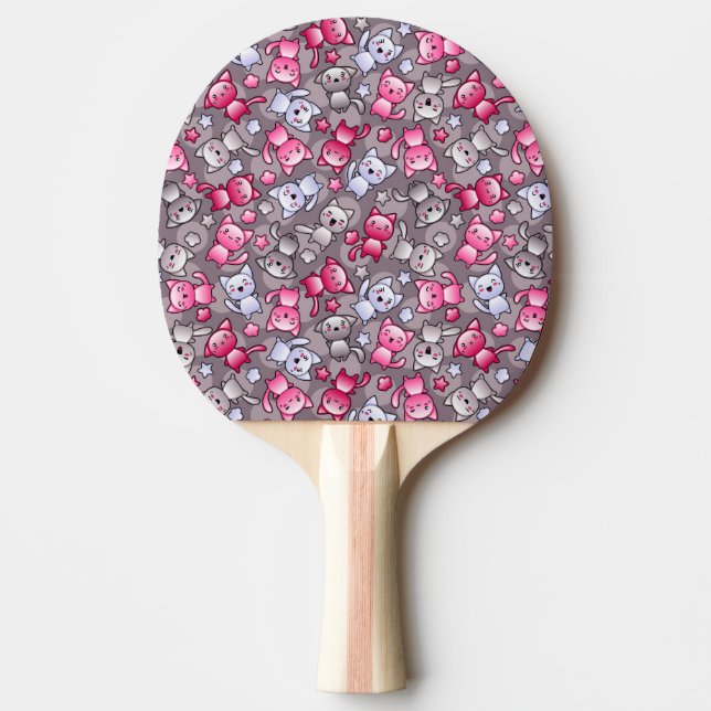 pattern with cute kawaii doodle cats Ping-Pong paddle (Front)