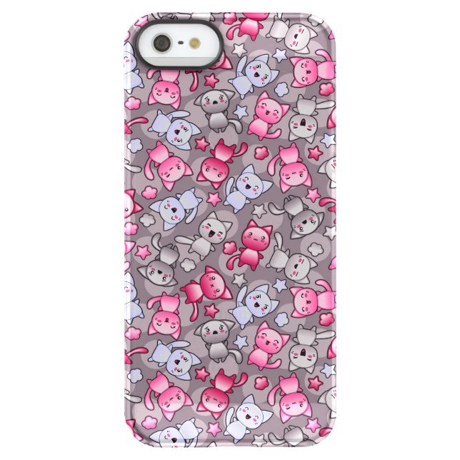 pattern with cute kawaii doodle cats uncommon iPhone case (Back)