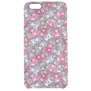 pattern with cute kawaii doodle cats clear iPhone 6 plus case