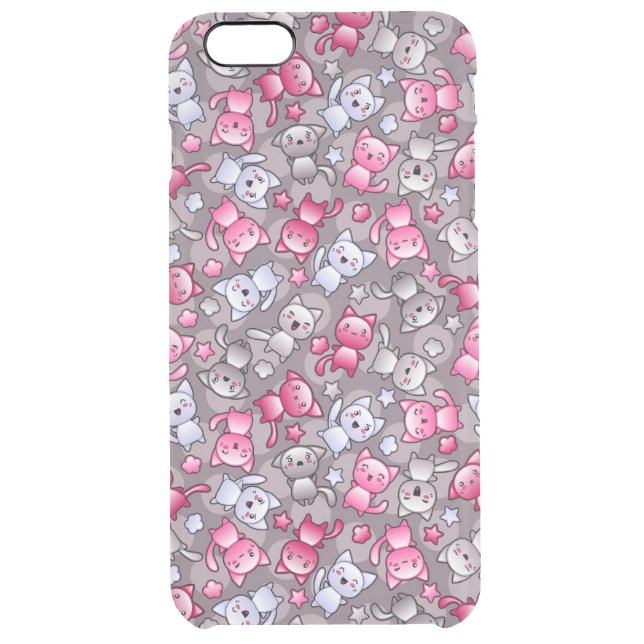 pattern with cute kawaii doodle cats uncommon iPhone case (Back)