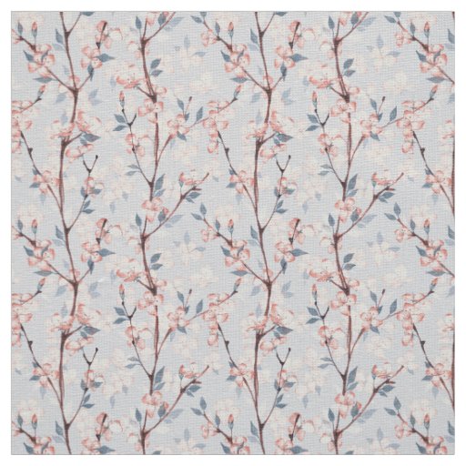 Pattern with delicate spring sakura flowers fabric