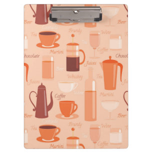 Pattern with drinks and text clipboard
