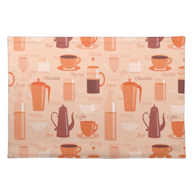 Pattern with drinks and text cloth placemat (Front)