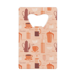 Pattern with drinks and text credit card bottle opener