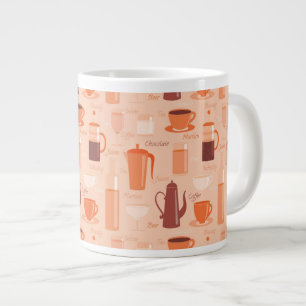 Pattern with drinks and text giant coffee mug