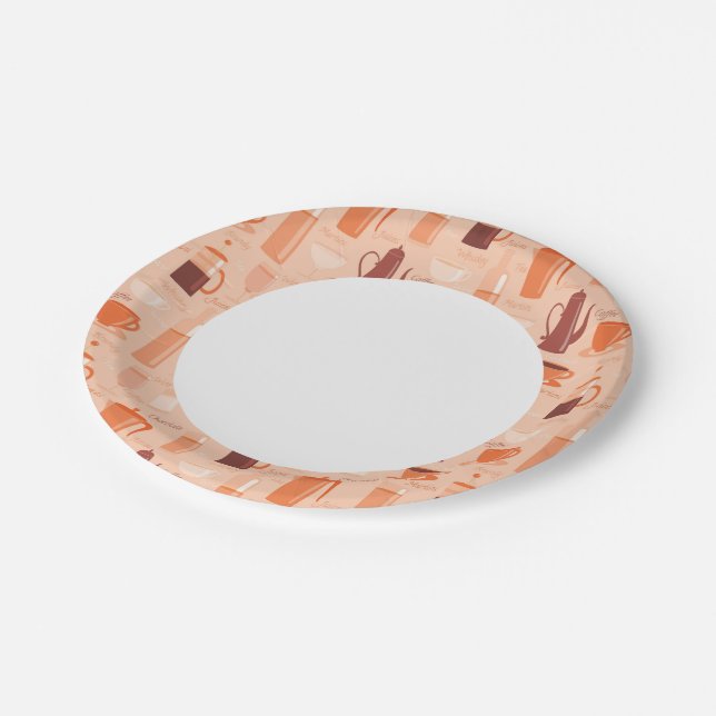 Pattern with drinks and text paper plates (Angled)