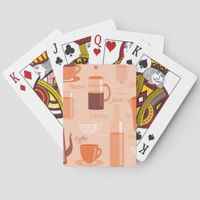 Pattern with drinks and text poker cards (Back)