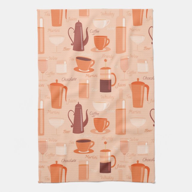 Pattern with drinks and text towel (Vertical)
